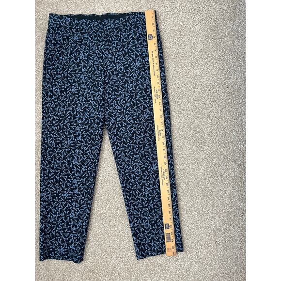 J. Jill Comfort Stretch Pull On Pant Elastic Waist Blue Floral Size 12 Petite - Picture 8 of 11
